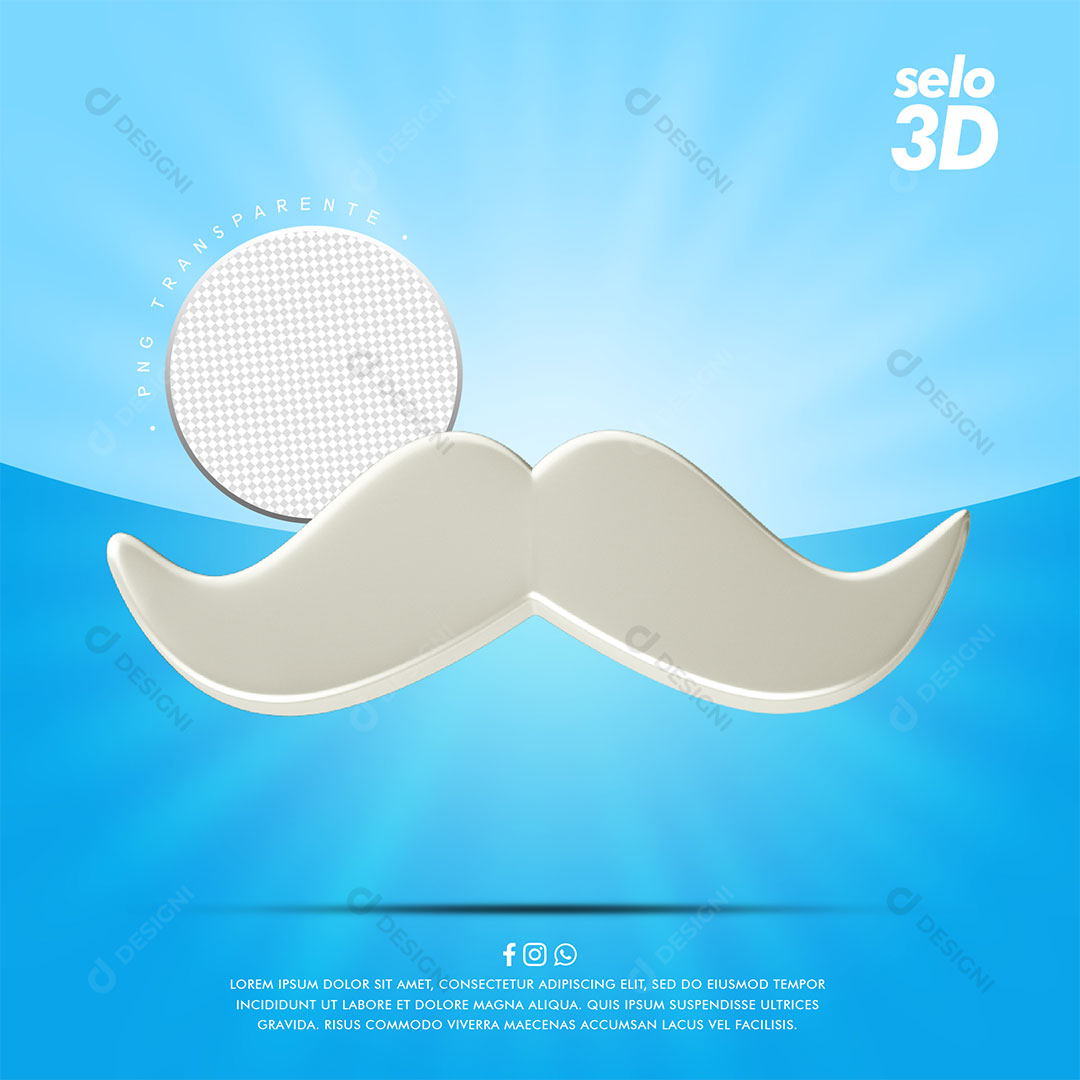 Bigode Elemento 3D Para Composição PSD