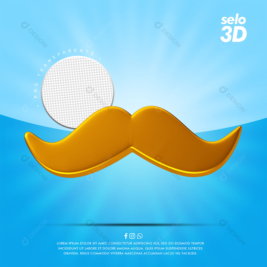 Bigode Elemento 3D Para Composição PSD