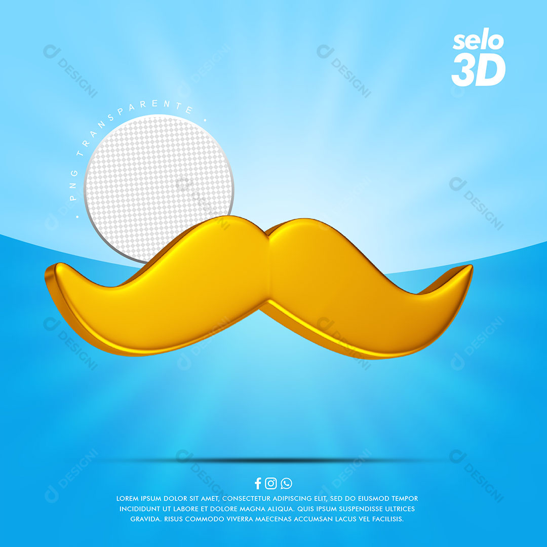 Bigode Elemento 3D Para Composição PSD