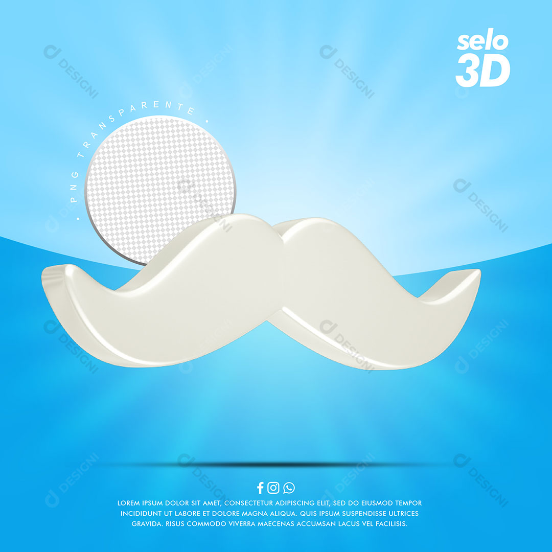 Bigode Elemento 3D Para Composição PSD