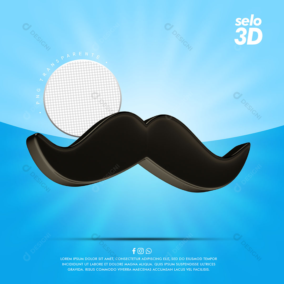 Elemento 3D Bigode Para Composição PSD