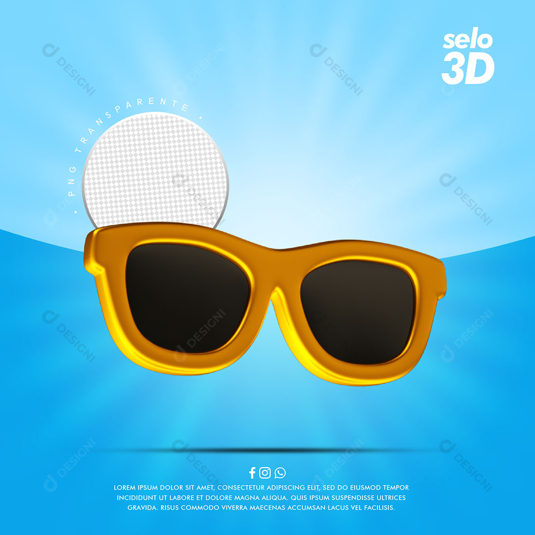 Elemento 3D Óculos Para Composição PSD