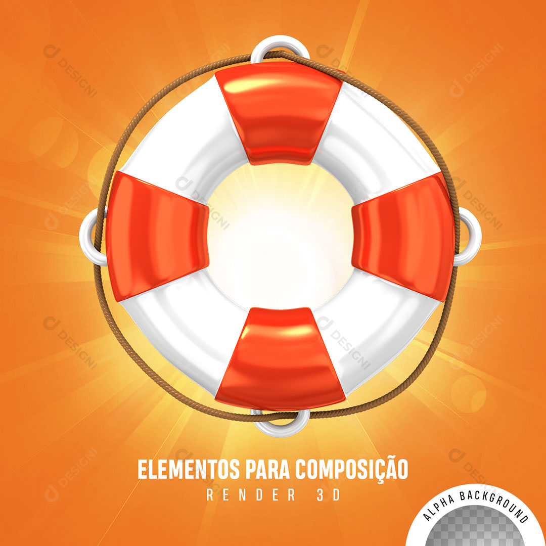 Boia Salva Vidas 3D Para Composição PNG Transparente