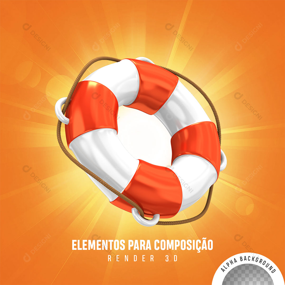 Boia Salva Vidas 3D Para Composição PNG Transparente