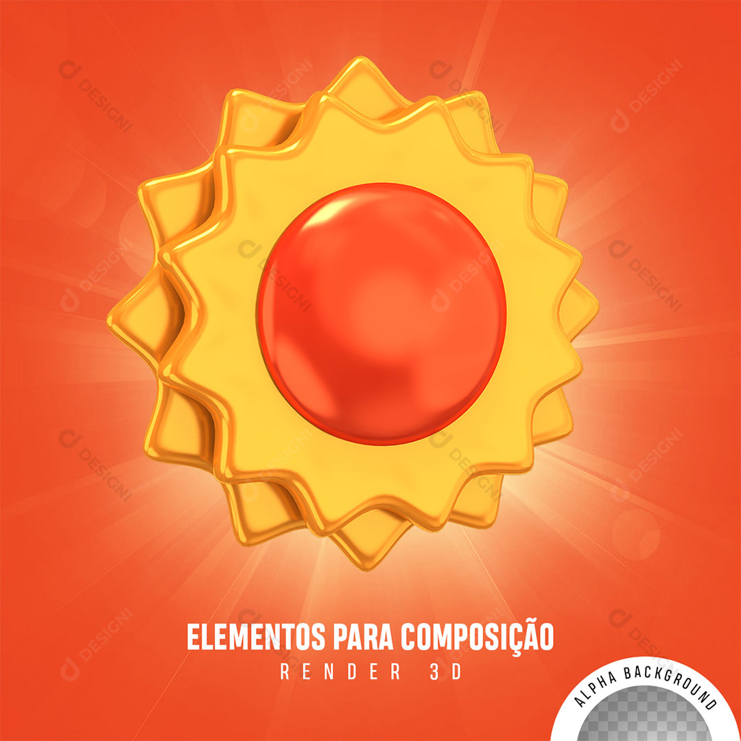 Sol Verão Elemento 3D Para Composição PNG Transparente