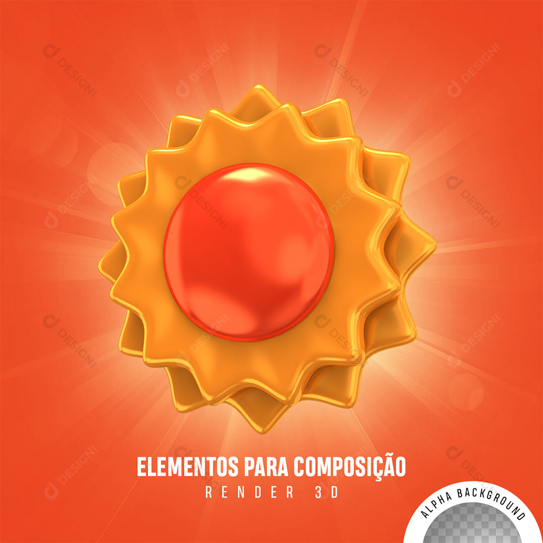 Sol Verão Elemento 3D Para Composição PNG Transparente