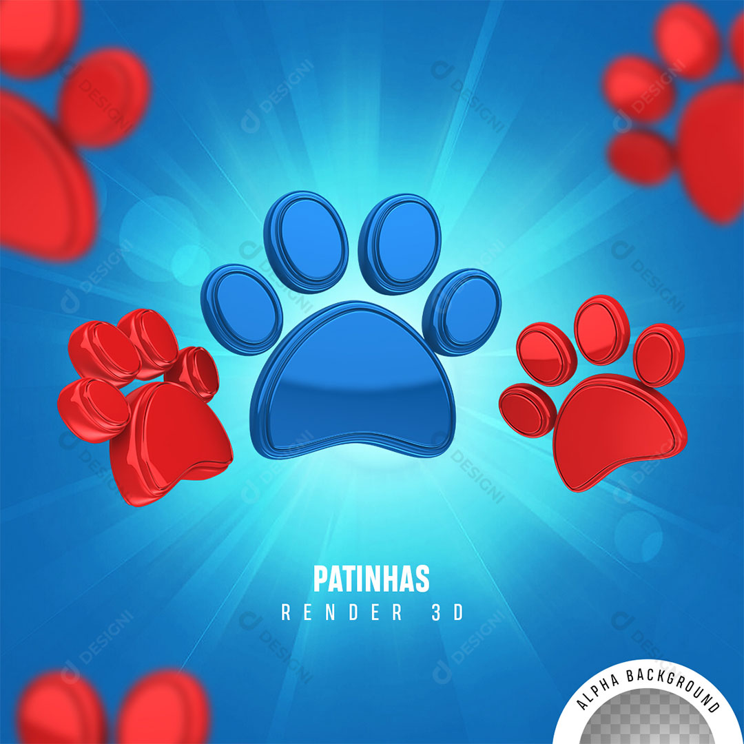 Patas Patinha Dog Cachorro Elemento 3D Para Composição PNG Transparente