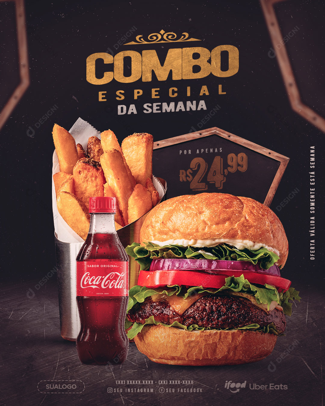 Hamburgueria Combo Especial da Semana Social Media PSD Editável