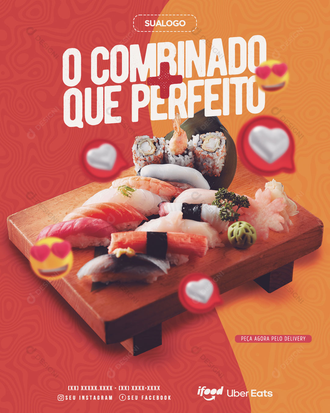 Comida Japonesa o Combinado Perfeito Social Media PSD Editável
