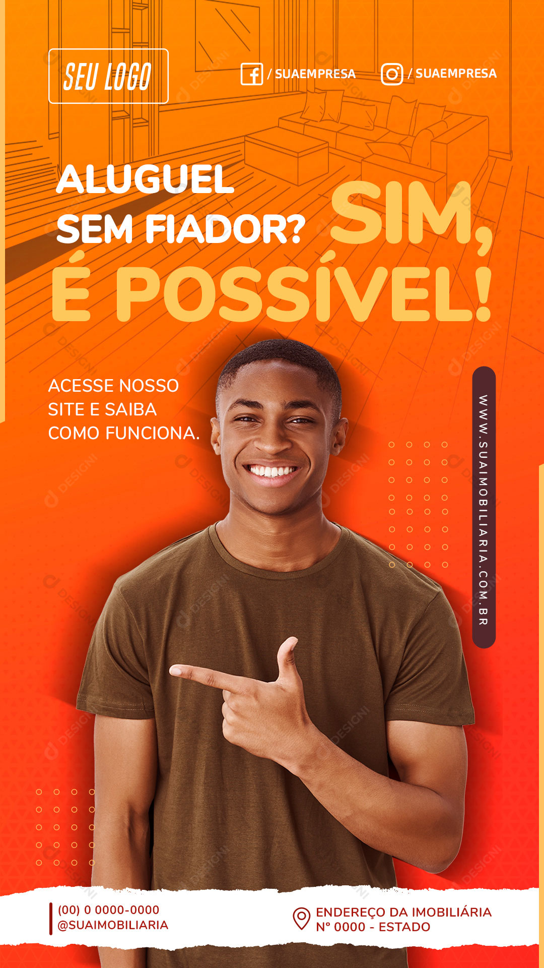 Story Aluguel Sem Fiador Social Media PSD Editável