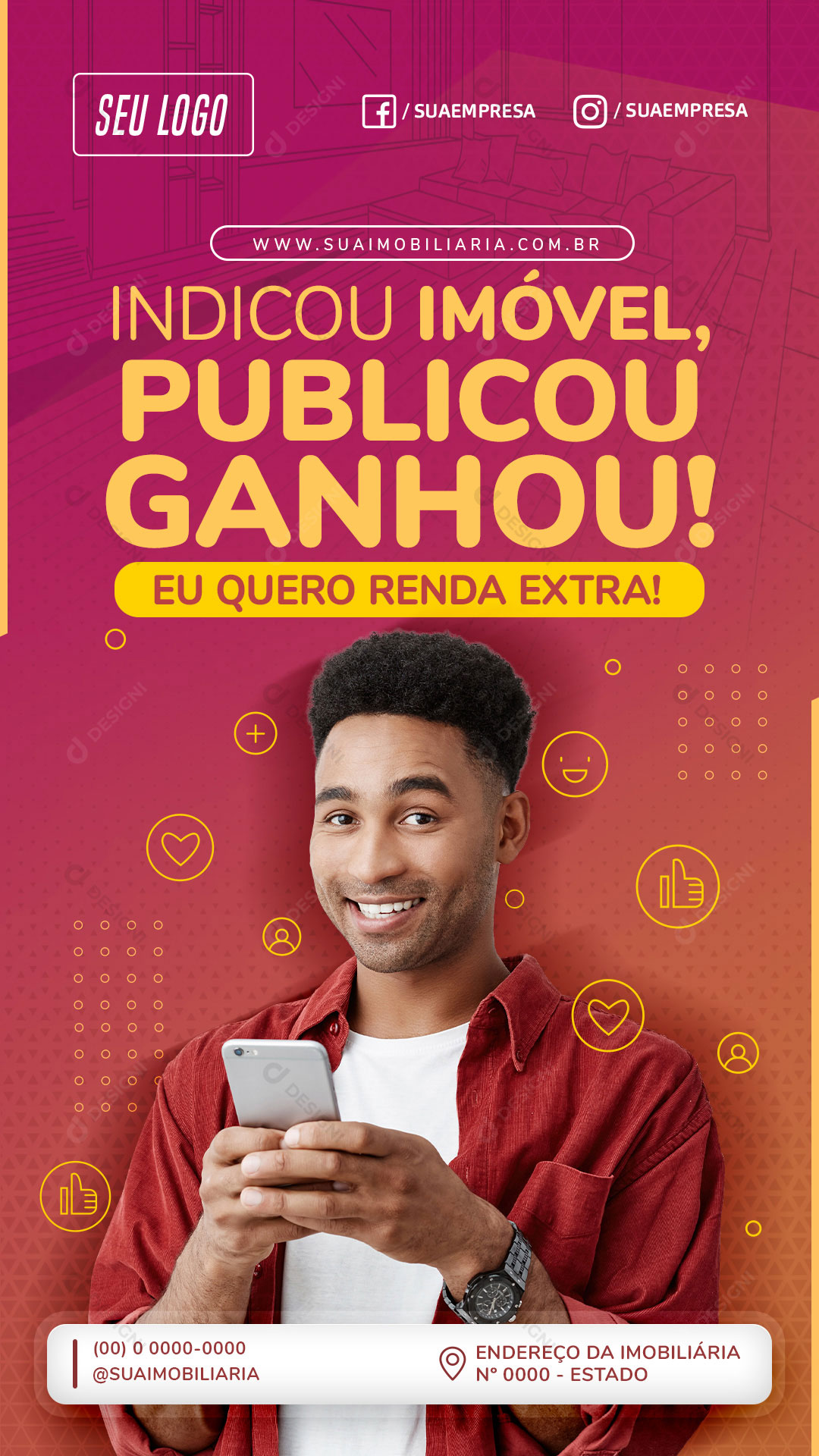 Indicou Imóvel Publicou Social Media PSD Editável