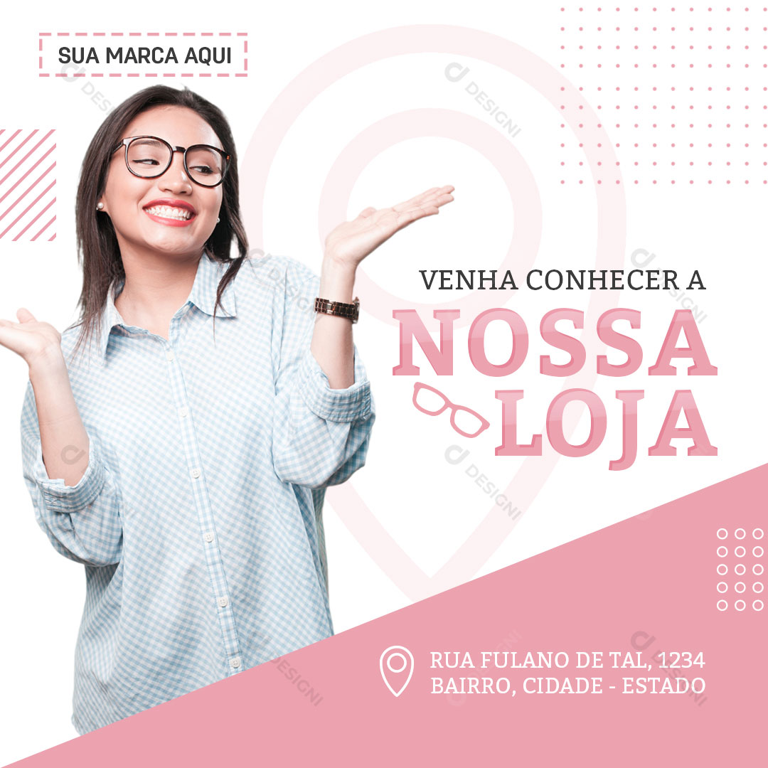 Óticas Venha Conhecer a Nossa Loja Social Media PSD Editável
