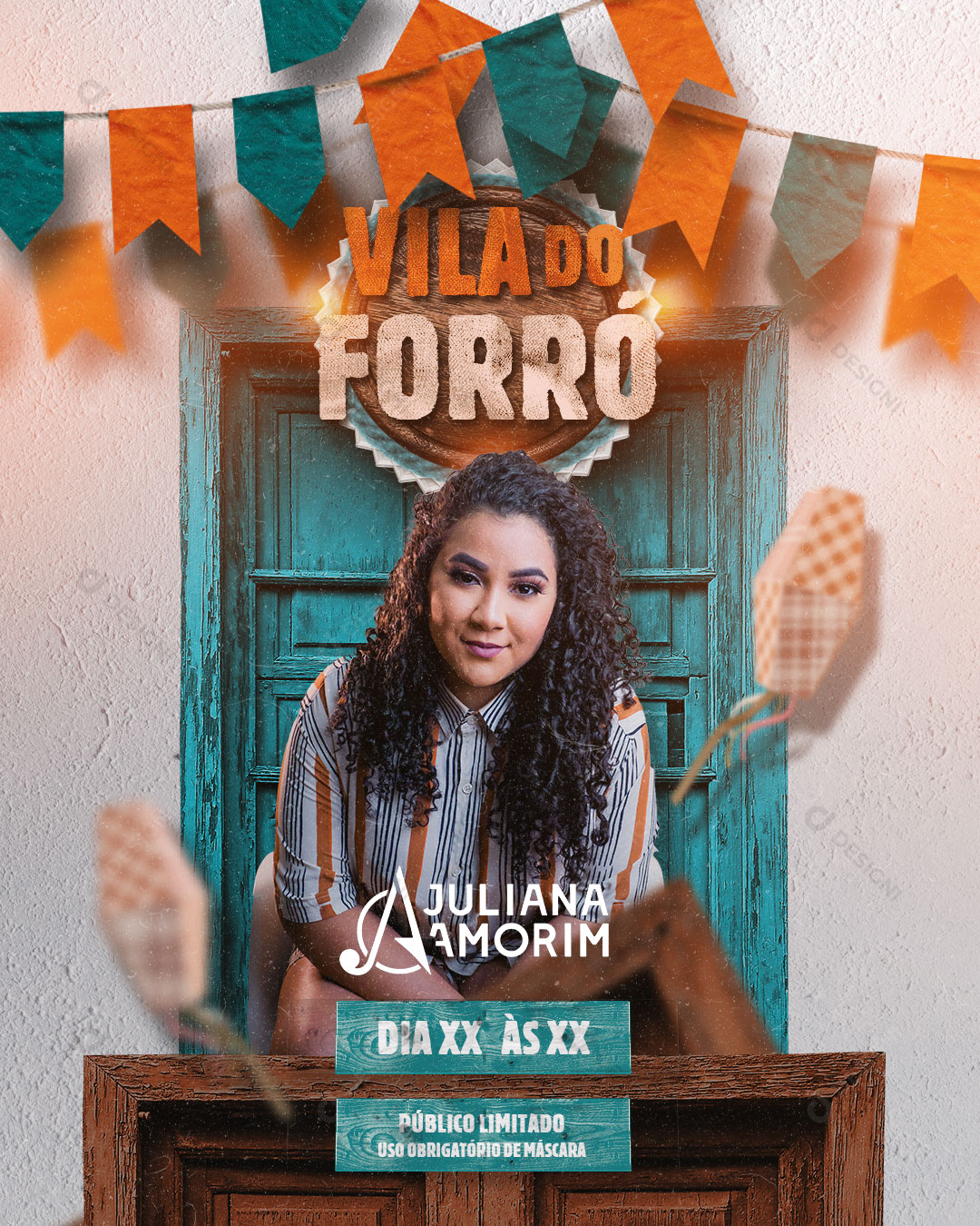 Flyer Show Evento Vila do Forró Artista Social Media PSD Editável