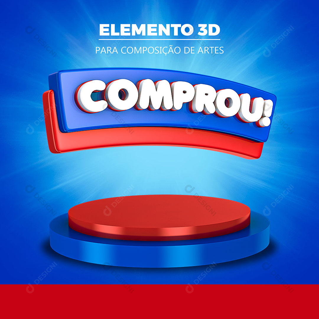 Texto Comprou + Base Elemento 3D Para Composição PSD