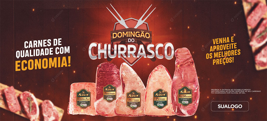 Banner Domingão do Churrasco Produtos Social Media PSD Editável