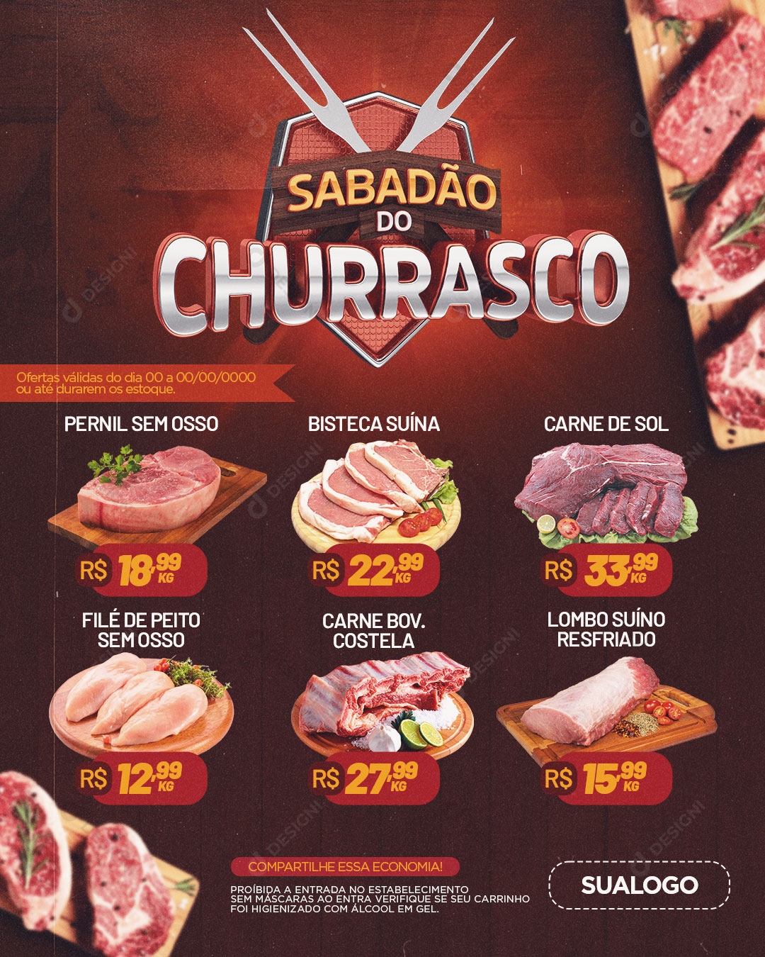 Sabadão das Carnes Produtos Social Media PSD Editável