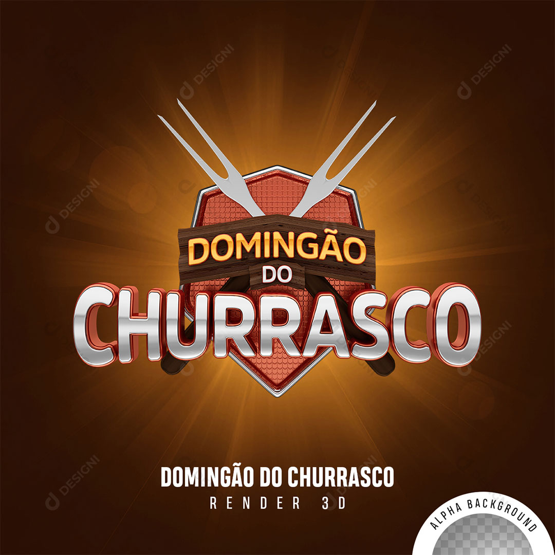 Domingão do Churrasco Selo 3D PNG Transparente