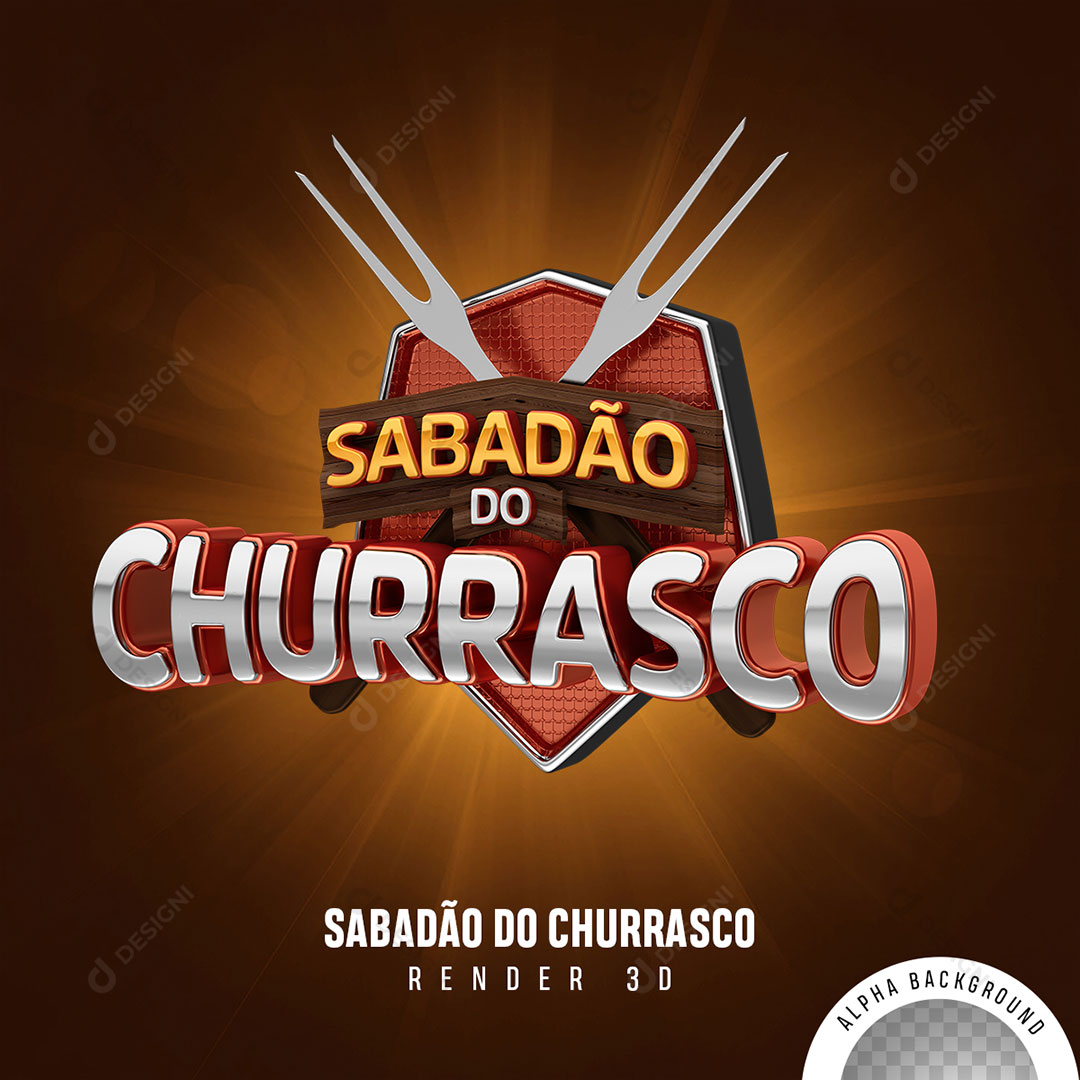 Sabadão do Churrasco Selo 3D Para Composição PNG Transparente