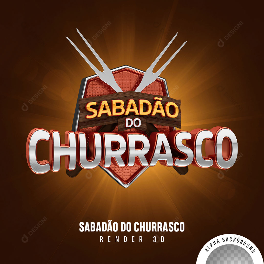 Sabadão do Churrasco Selo 3D Para Composição PNG Transparente