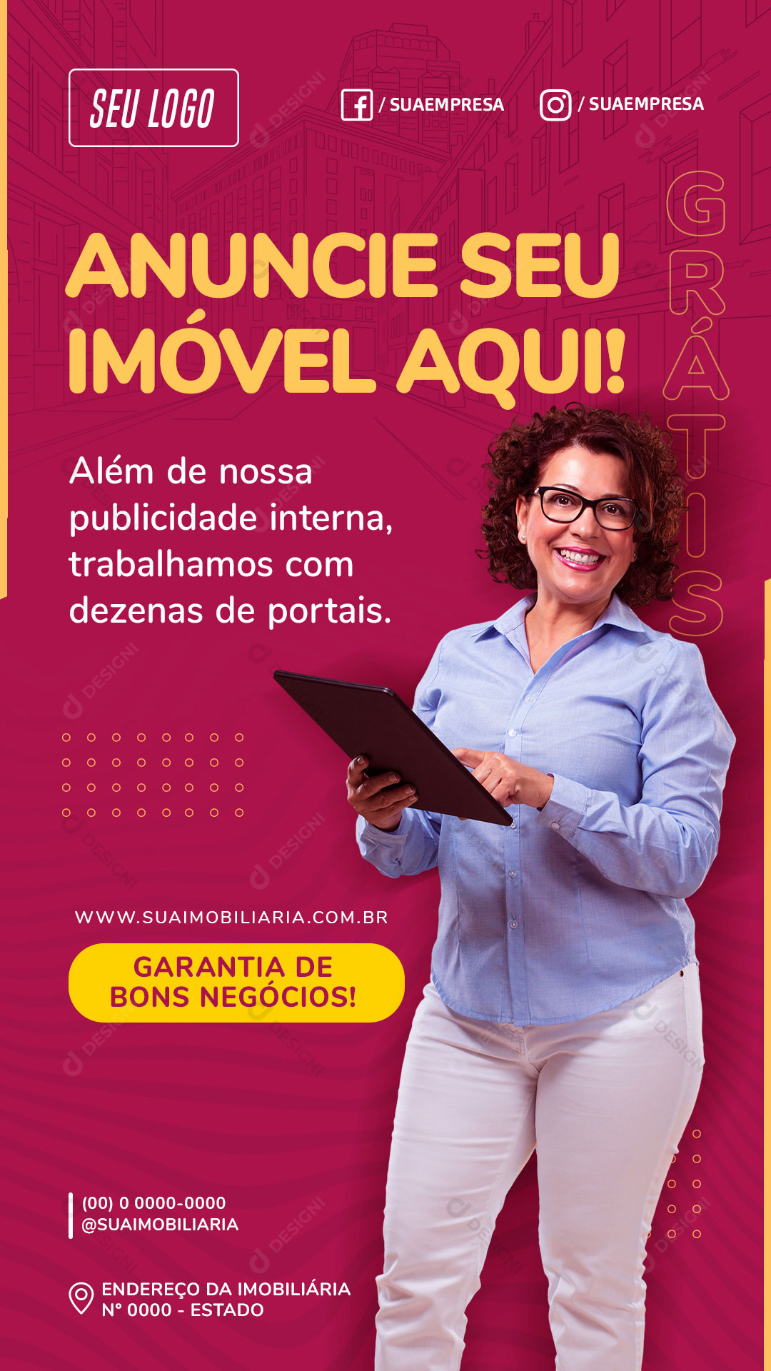 Story Anuncie seu Imóvel Aqui Social Media PSD Editável