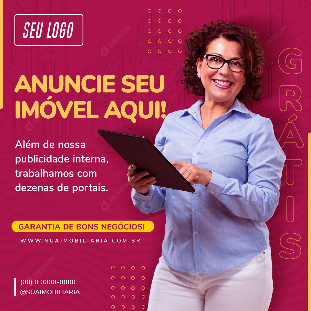 Anuncie seu Imóvel Aqui Social Media PSD Editável