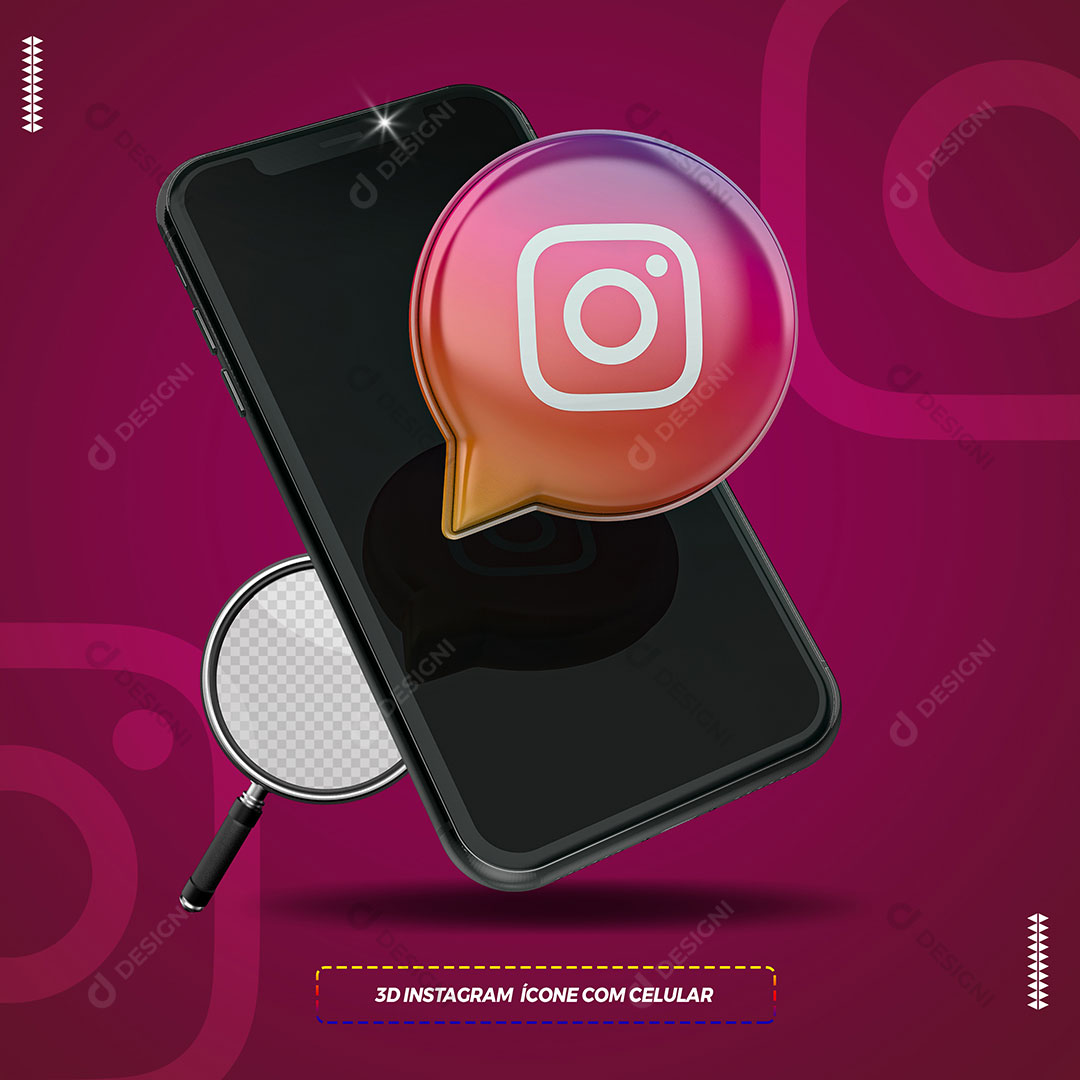 Icon Instagram Mobile 3D Element For Compositing