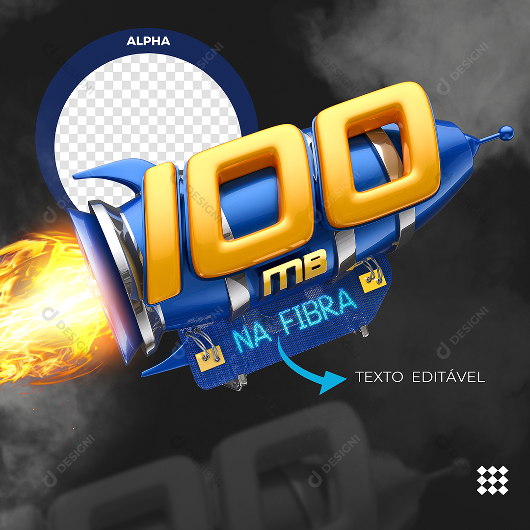 Foguete 100MB Fibra Selo 3D Provedor de Internet