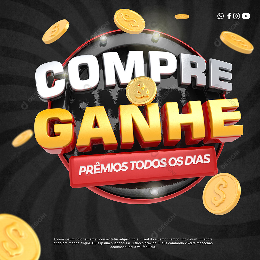 Selo 3D Compre e Ganhe Prêmios PSD Para Composição