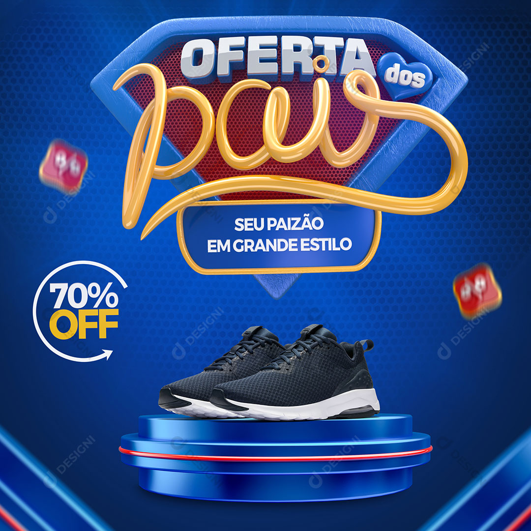 Oferta dos Pais Tênis Dia dos Pais Social Media PSD Editável