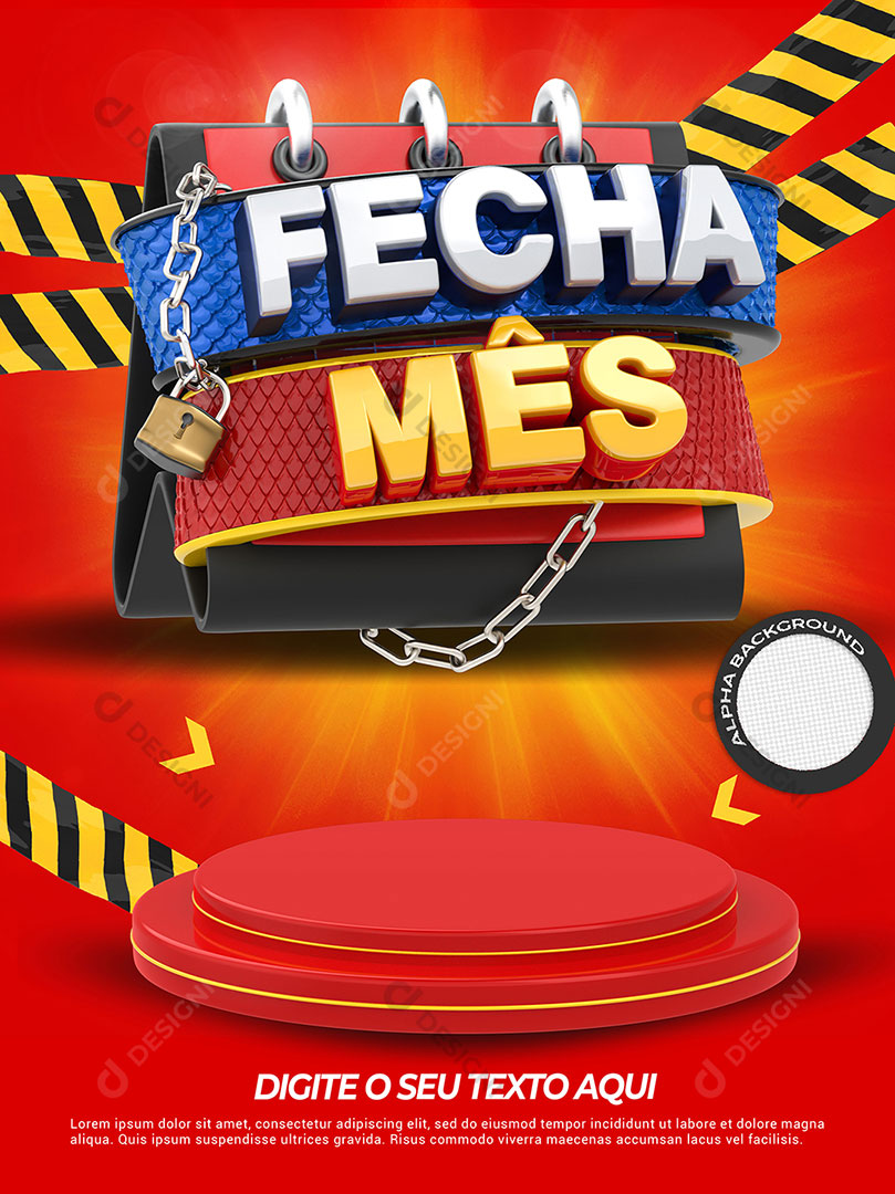 Fecha Mês Selo 3D Base Social Media PSD Para Composição