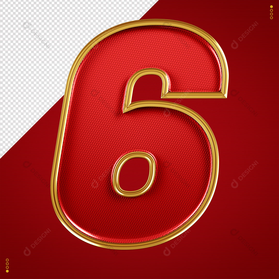 Número 6 3D Para Composição PSD