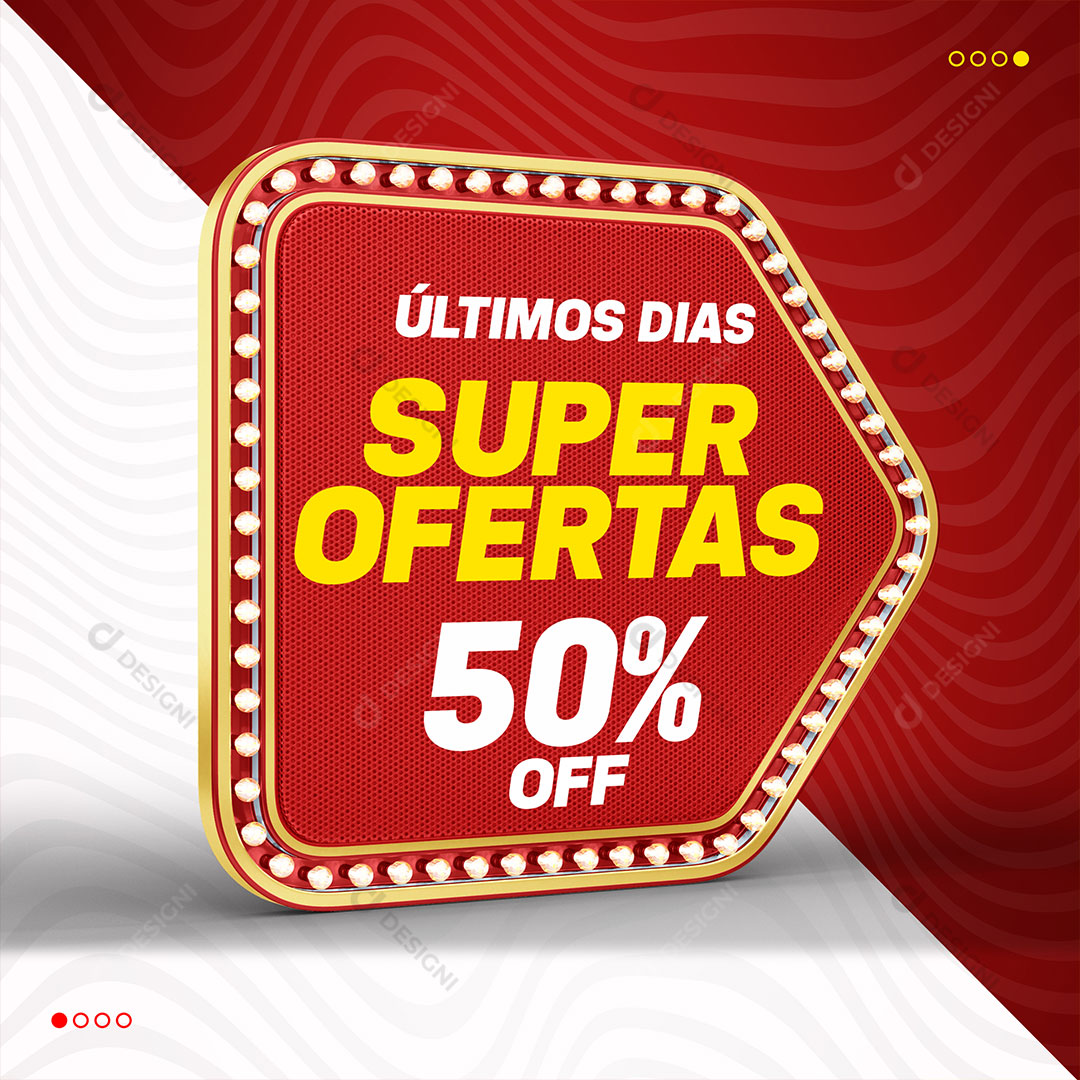 3D Retro Vermelho Com Lampadas Super Ofertas 50% off PSD Editável