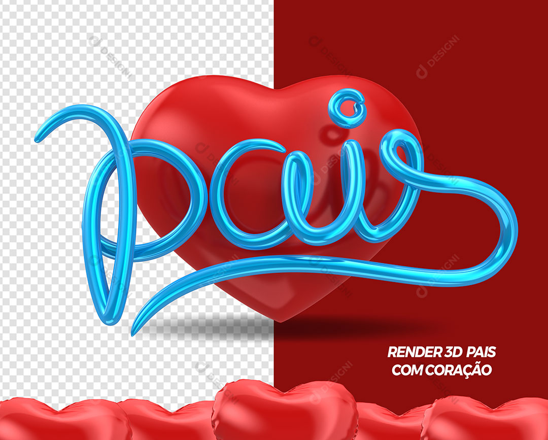 Coração + Texto Pais Elemento Para Composição PSD
