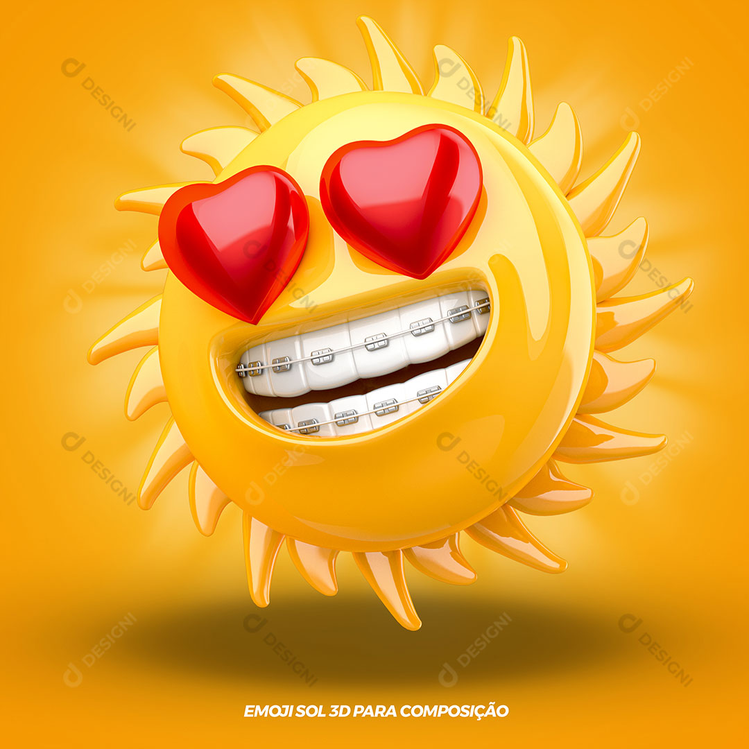 Emoji Sol 3D Para Composição PSD