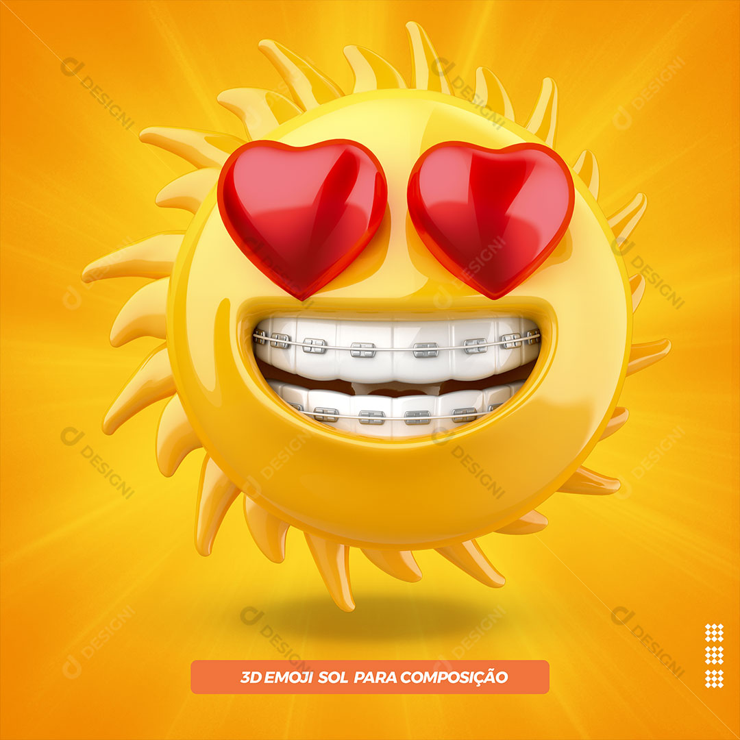 Emoji 3D Sol Sorrindo Elemento Para Composição PSD