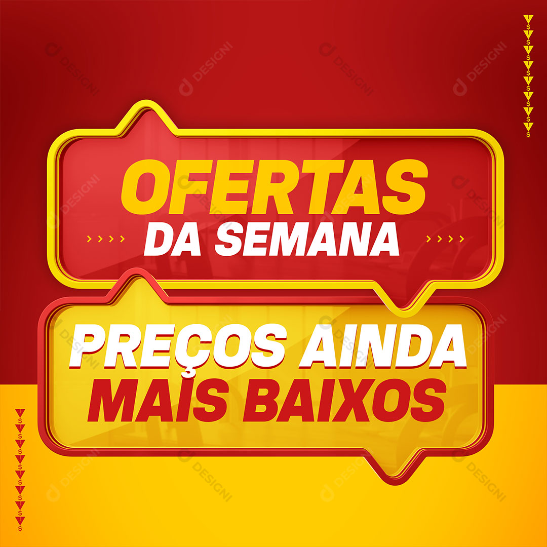 3D 2 Boxes Acrilico Vermelho e Amarelo Ofertas da Semana PSD Editável