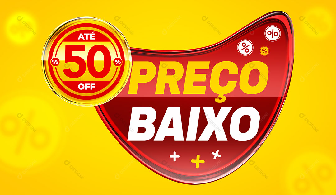 3D Acrilico Vermelho Preços Baixos Texto Editável PSD