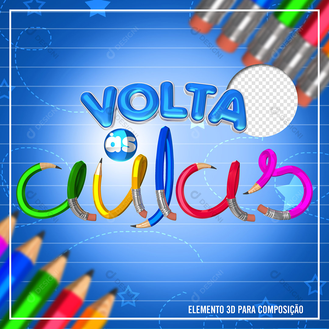 Volta às Aulas Elemento 3D Para Composição PSD