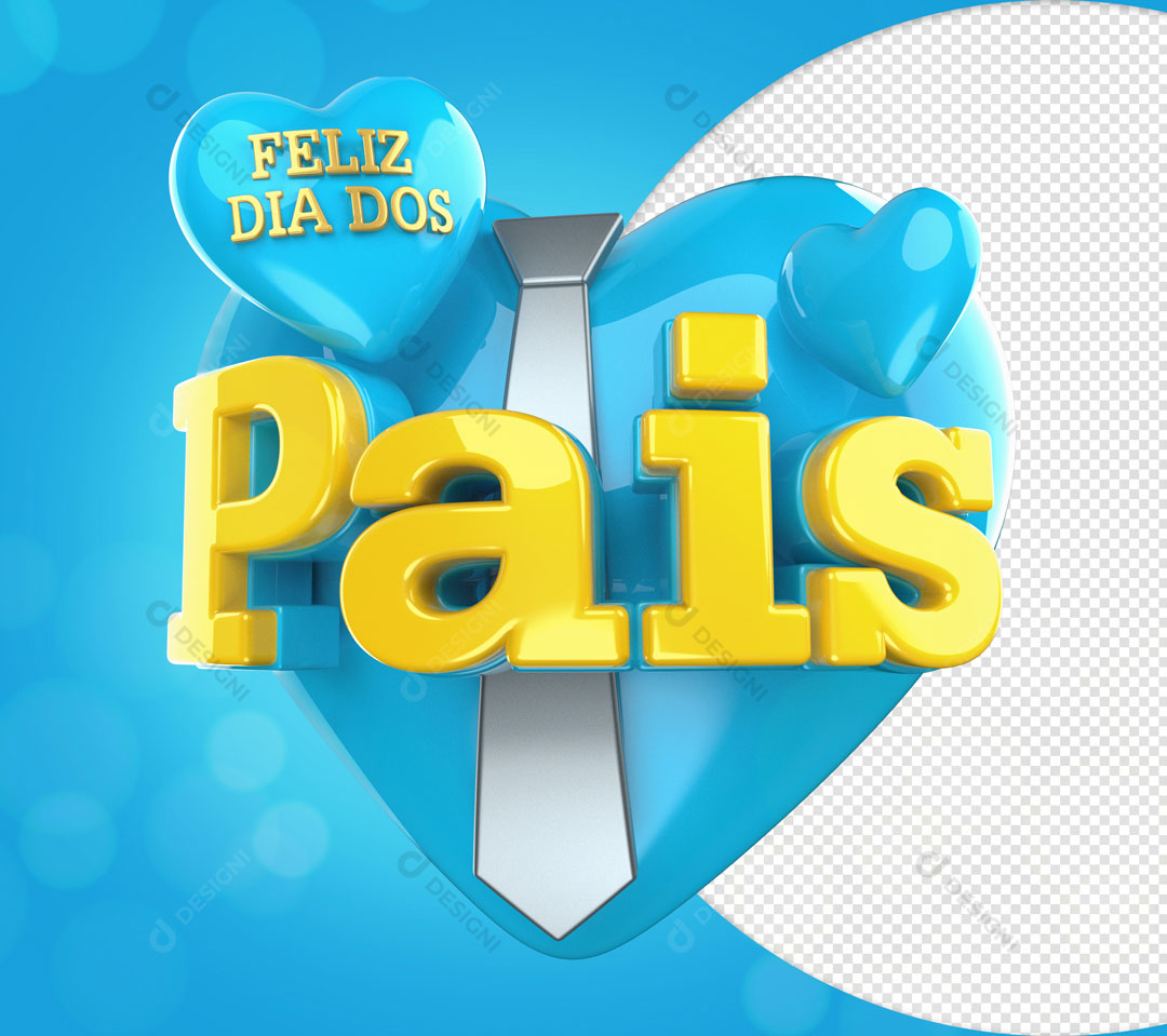 Feliz Dia dos Pais Selo 3D Elemento Para Composição PSD