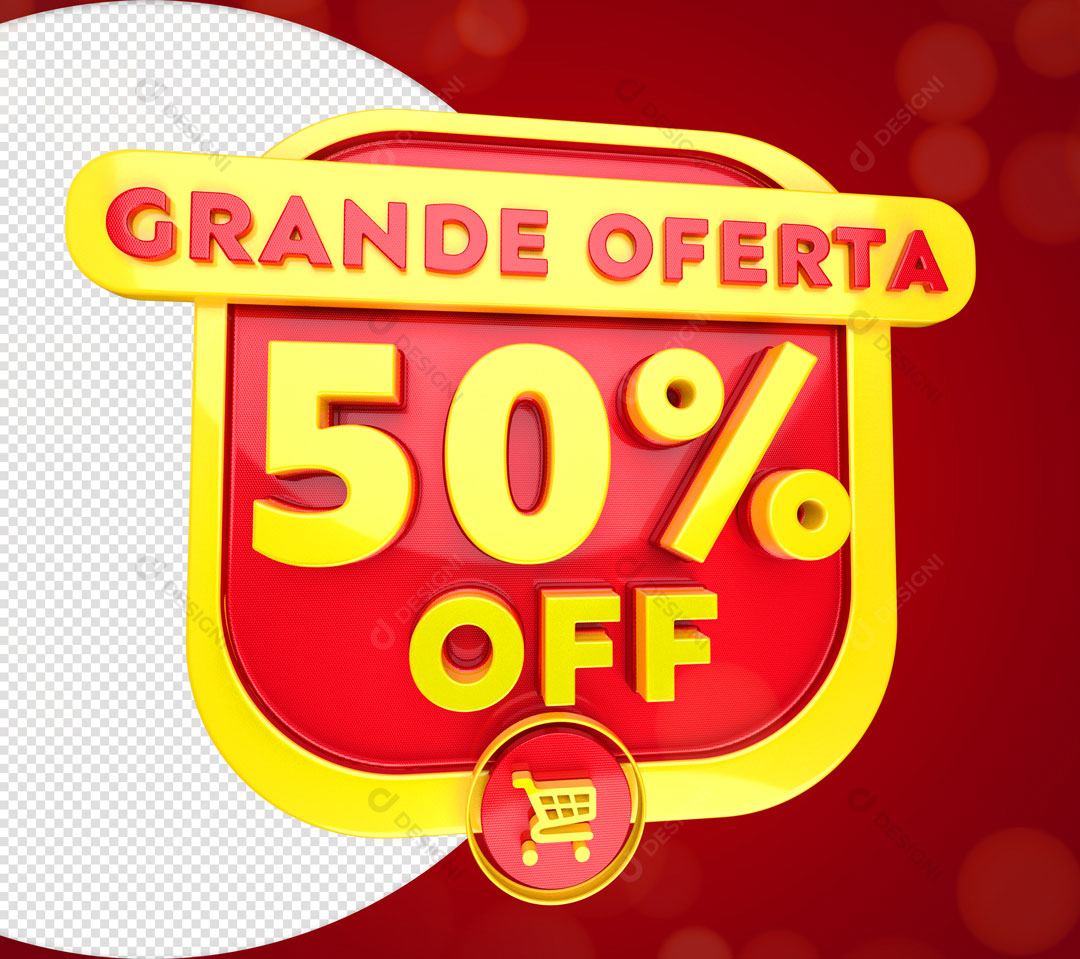 Grande Oferta 50% Off Selo 3D Para Composição PSD