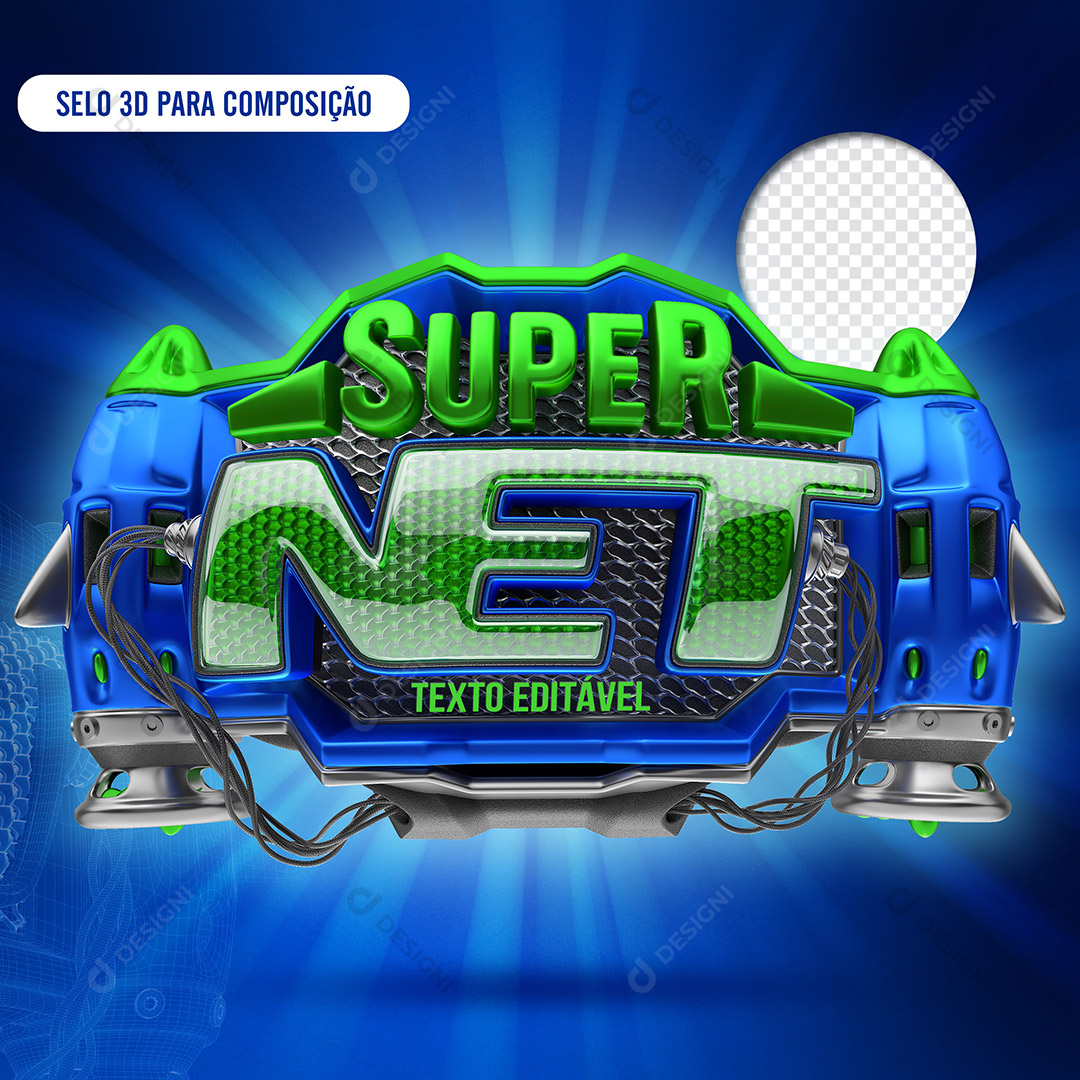 Selo 3D Super Net Texto Editável PSD