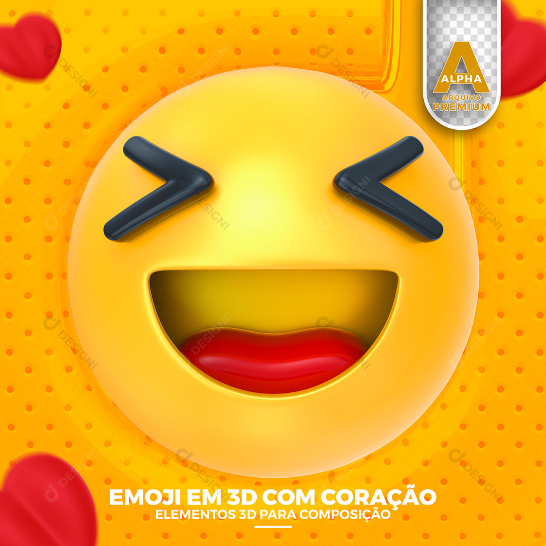 Emoji 3D Sorrindo Com Coração Elemento Para Composição PSD