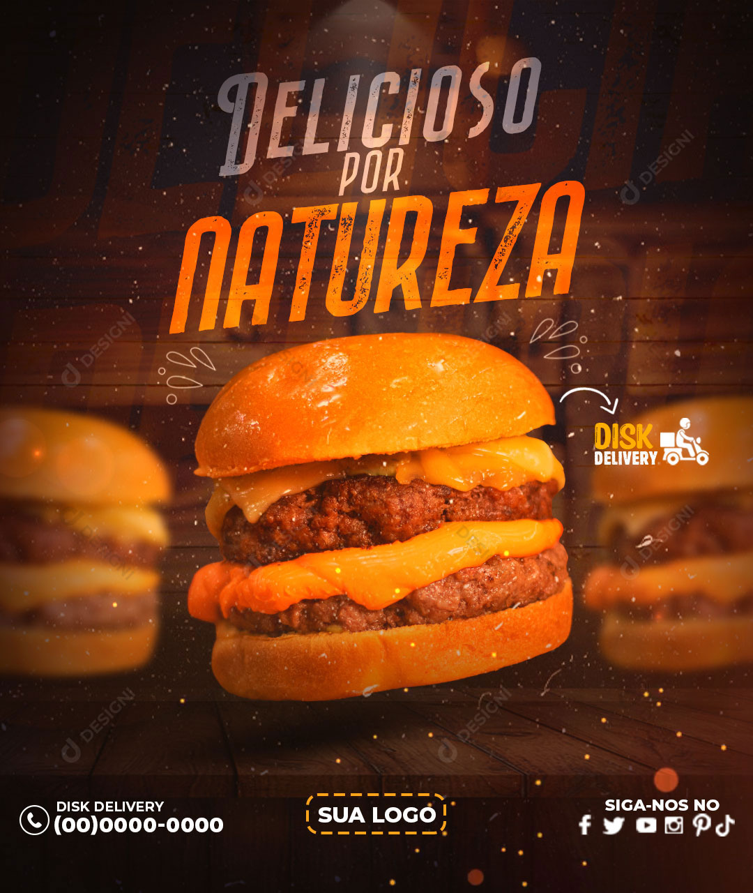 Hamburgueria Delicioso Por Natureza Social Media PSD Editável