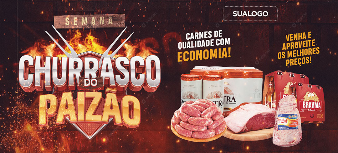 Banner Semana Churrasco do Paizão Produtos Social Media PSD Editável