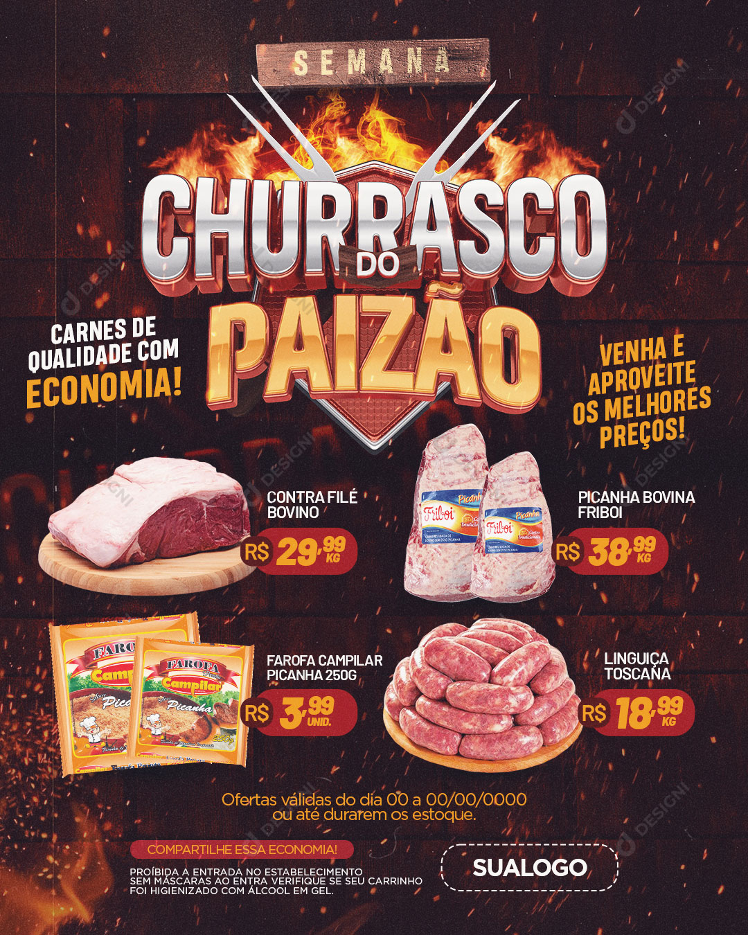 Encarte Semana Churrasco do Paizão Carne Social Media PSD Editável