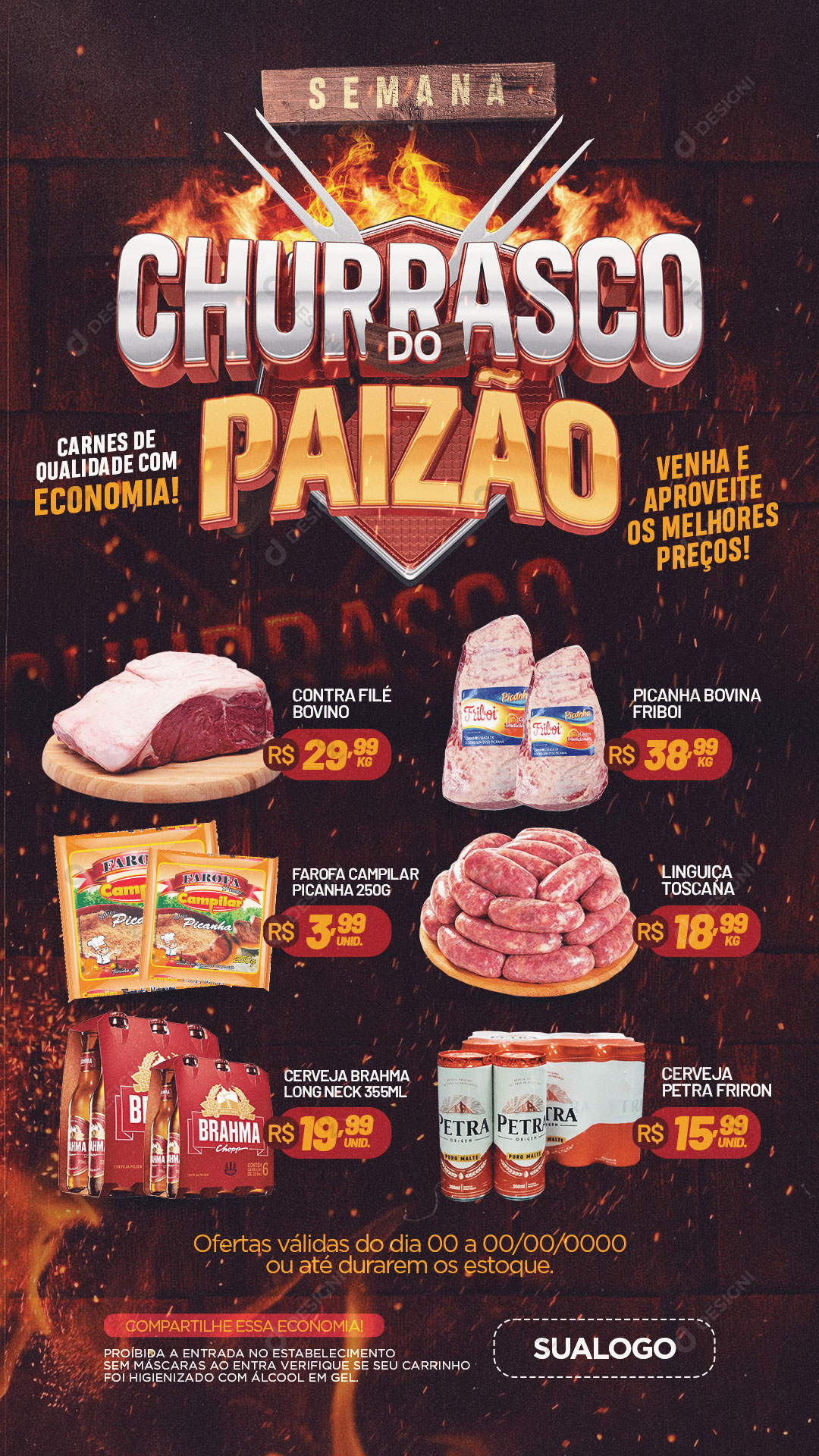 Mini Encarte Digital Semana Churrasco do Paizão Carne Social Media PSD Editável