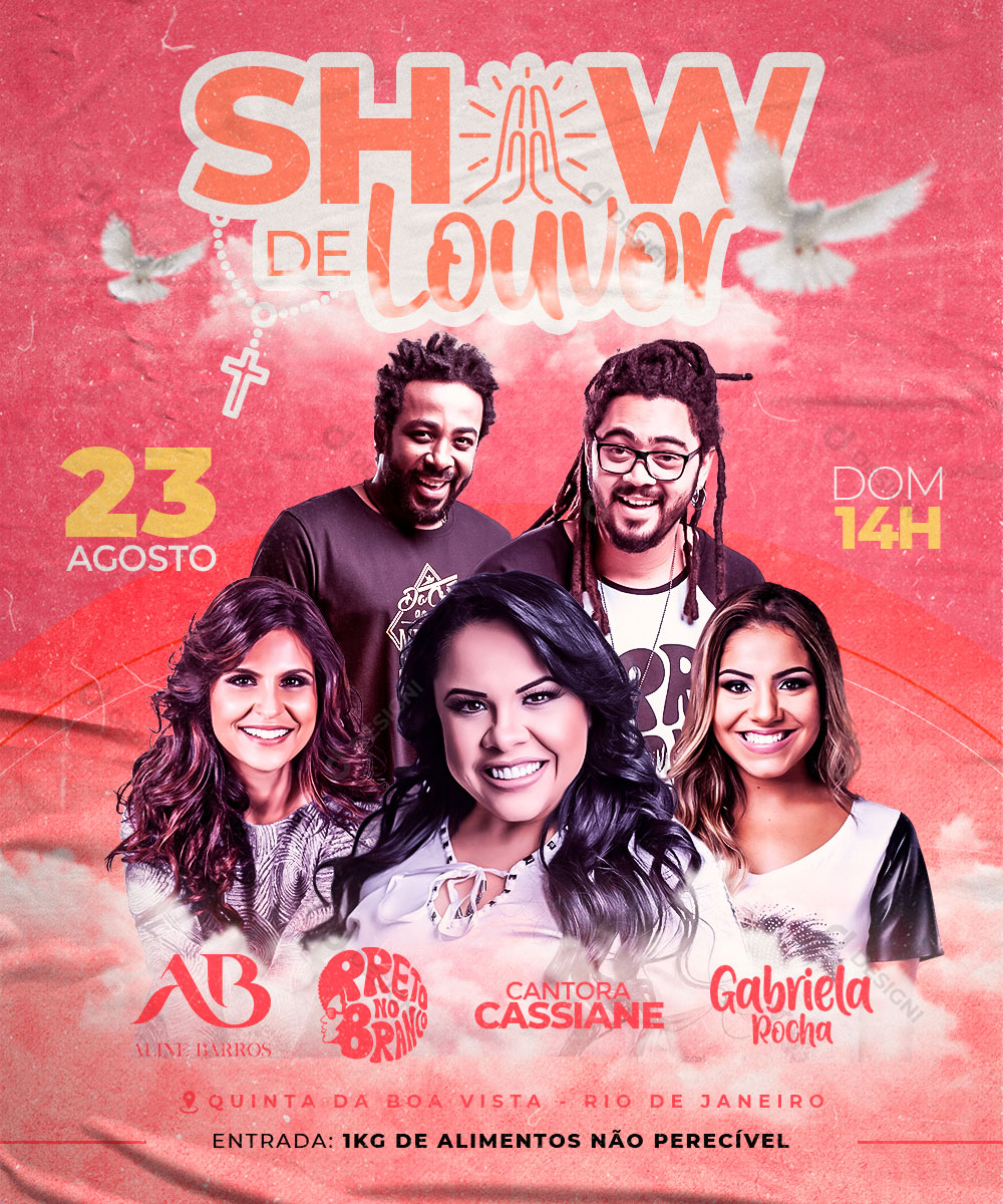Flyer Show Evento Show de Louvor Artistas Social Media PSD Editável