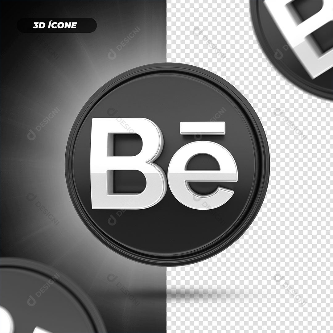 Behance Ícone 3D Elemento Para Composição PNG Transparente