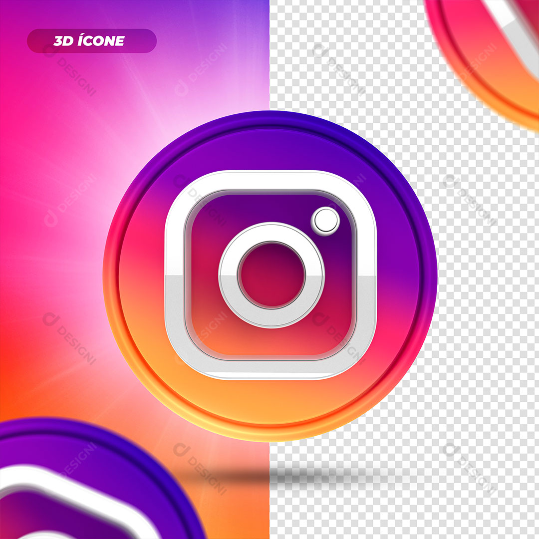 Instagram Ícone 3D Elemento Para Composição PNG Transparente