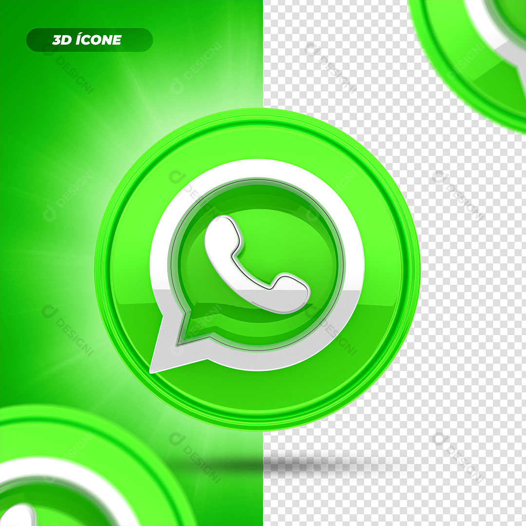 WhatsApp Redes Sociais Ícone 3D PNG Transparente